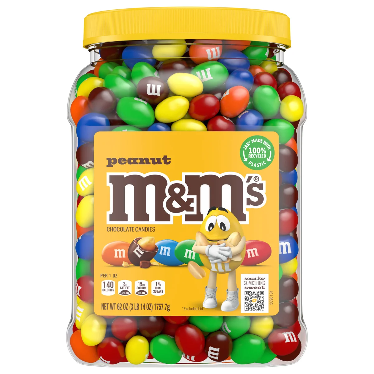 M&Mโs Chocolate Candy, Peanut, 62 oz Jar