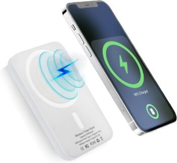 Power Bank 3000 mAh Mini 22.5 W Magnetic Wireless Power Bank Small But Strong Power Bank Wireless Fast Charging Portable Charger Compatible with iOS and Android