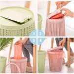 Hollow Garbage Bin with Built-in Garbage Bag Storage, PP Garbage Bin Storage Basket, Durable Home Trash Can Wastebasket Garbage Bin Basket for Living Room Bedroom Office