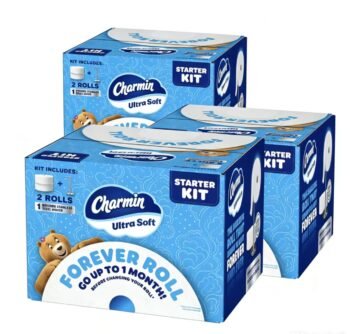 Charmin Ultra Soft Toilet Paper, Forever Roll Kit, 3 Holder, 6 Rolls, 2-Ply Bath Tissue