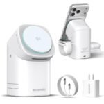 3 in 1 for Apple & Samsung Wireless Charger - Charging Station, Qi 2 Certified 15W Fast Magnetic Charger Stand with 30W Adapter for Magsafe iPhone 17/16/15/14/13/12 Pro Max, AirPods, Apple & Galaxy Watch
