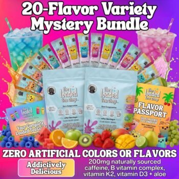 20‑Flavor Mystery Loaded Tea | Zero‑Additive, 200mg Caffeine, 32oz/Packet